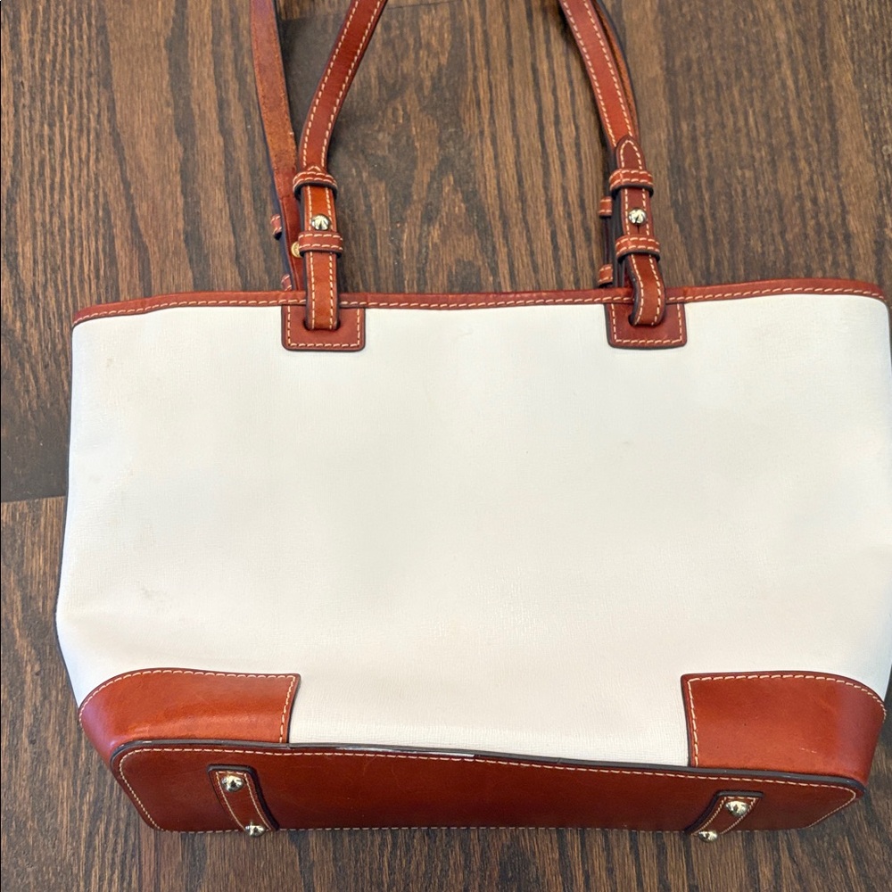 Dooney & Bourke White Saffiano and Brown Leather Accent Shopper Tote - Picture 5 of 10